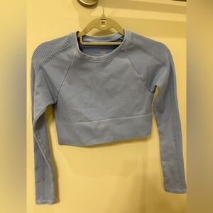 Aerie Light Blue Ribbed Crop Top